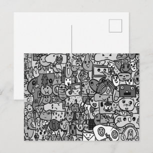 Cartão Postal Padrão de Lançamento Desenhado à Mão de Personagem