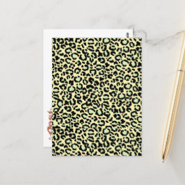 Cartão Postal Padrão de Leopardo em Verde Menta em Aveia