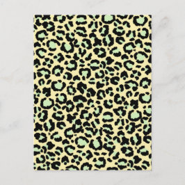 Cartão Postal Padrão de Leopardo em Verde Menta sobre Aveia 