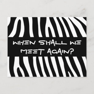 Cartão Postal Padrão de listras de zebra preto e branco + suas i