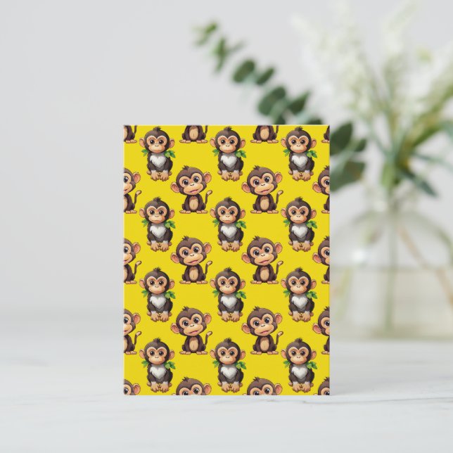 Cartão Postal Padrão de Macaco Amarelo  (Em pé/Frente)