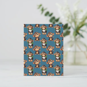 Cartão Postal Padrão de Macaco Azul