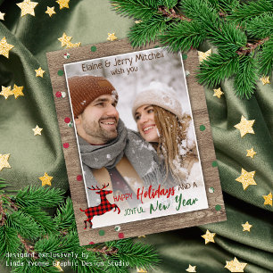 Cartão Postal Padrão de madeira rústica Mensagem sazonal