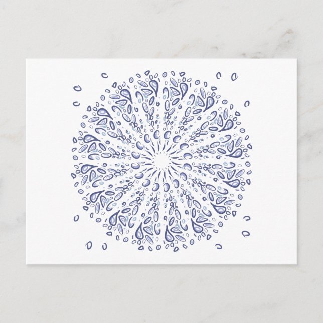 Cartão Postal Padrão de mandala azul (Frente)