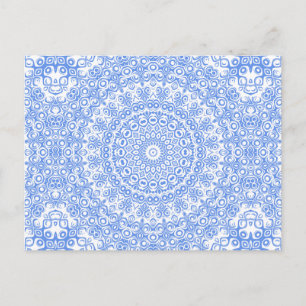 Cartão Postal Padrão de Mandala Azul Centáurea