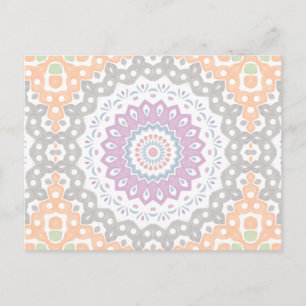 Cartão Postal Padrão de Mandala de Primavera Pastel em Simetria
