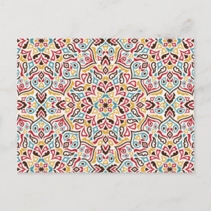 Cartão Postal Padrão de Mandala Geométrica Clássica Casamento