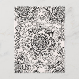 Cartão Postal Padrão de Mandala Super Preto e Branco