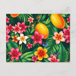 Cartão Postal Padrão de Manga Tropical e Folha de Palmeira