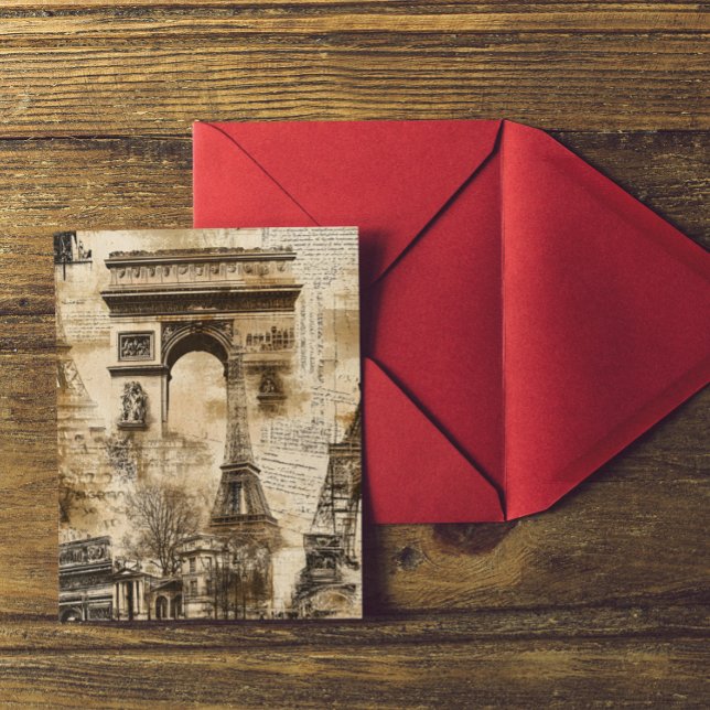 Cartão Postal Padrão de Marco Francês de Paris Antigo (Vintage Paris French Landmark Pattern Postcard)