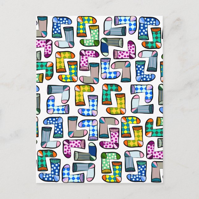 Cartão Postal Padrão de meia colorida engraçado (Frente)
