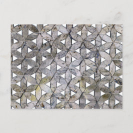 Cartão Postal Padrão de mosaico de pedra cinza natural flor de v