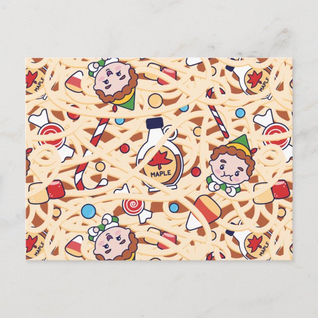 Cartão Postal Padrão de Natal | Padrão do Natal do Buddy, o Elfo (Frente)