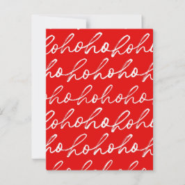 Cartão Postal Padrão de Natal Vermelho e Branco Moderno