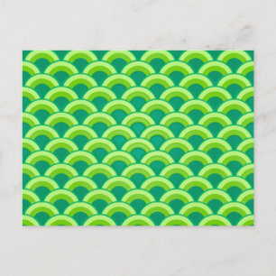 Cartão Postal Padrão de onda Art Deco - verde jade