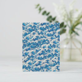 Cartão Postal Padrão de Onda de Excelente Japonês Hokusai Azul N