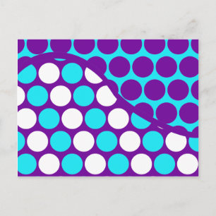 Cartão Postal Padrão de Onda de Pontos Coloridos Roxo e Turquesa