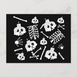 Cartão Postal Padrão de Ossos de Caveira de Esqueleto de Hallowe