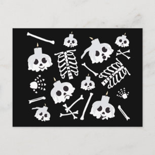 Cartão Postal Padrão de Ossos do Skeleton do Halloween