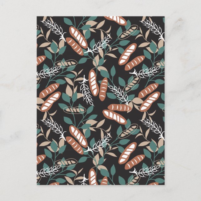 Cartão Postal Padrão de Pão de Baguette Homemade Delicioso (Frente)