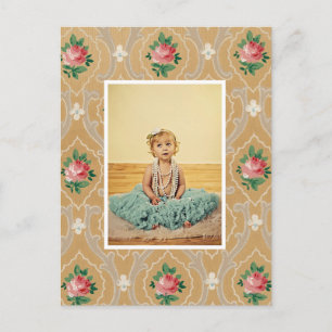 Cartão Postal Padrão de Papel de Parede Vintage Moldura de Foto