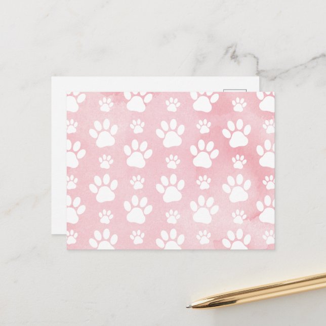 Cartão Postal Padrão De Patinhas, Patinhas Brancas, Aquarelas, R (Frente/Verso In Situ)