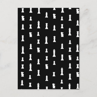 Cartão Postal Padrão de peças de xadrez - preto e branco