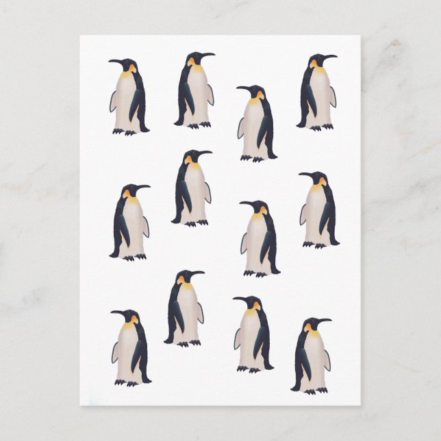 Cartão Postal Padrão de Pinguins Fofos (Frente)