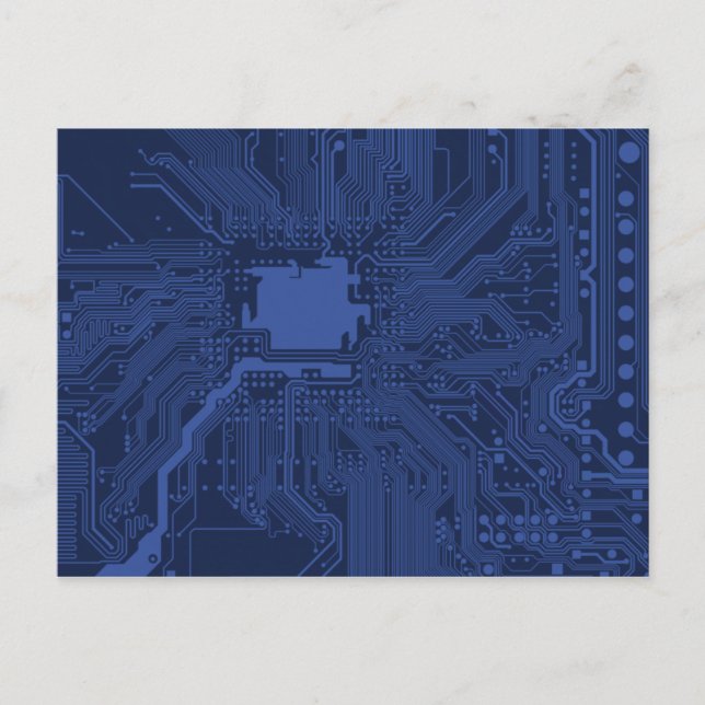 Cartão Postal Padrão de Placa-Mãe Geek Azul (Frente)