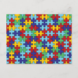 Cartão Postal Padrão de Puzzle de Conscientização do Autismo