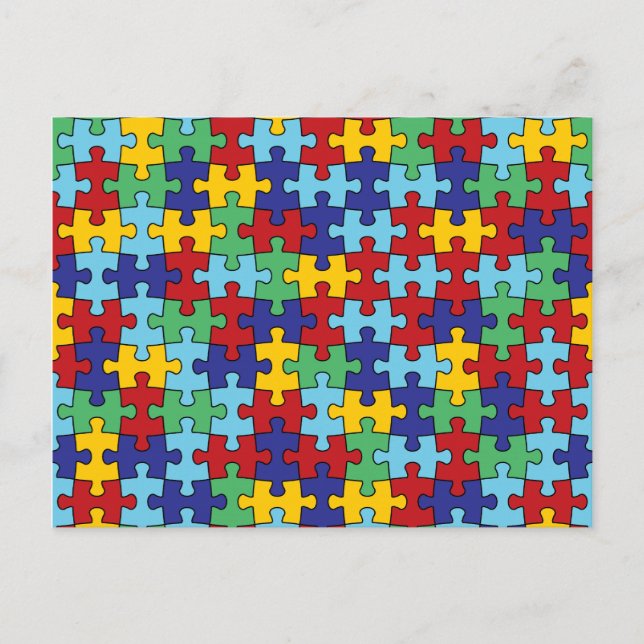 Cartão Postal Padrão de Puzzle de Conscientização do Autismo (Frente)