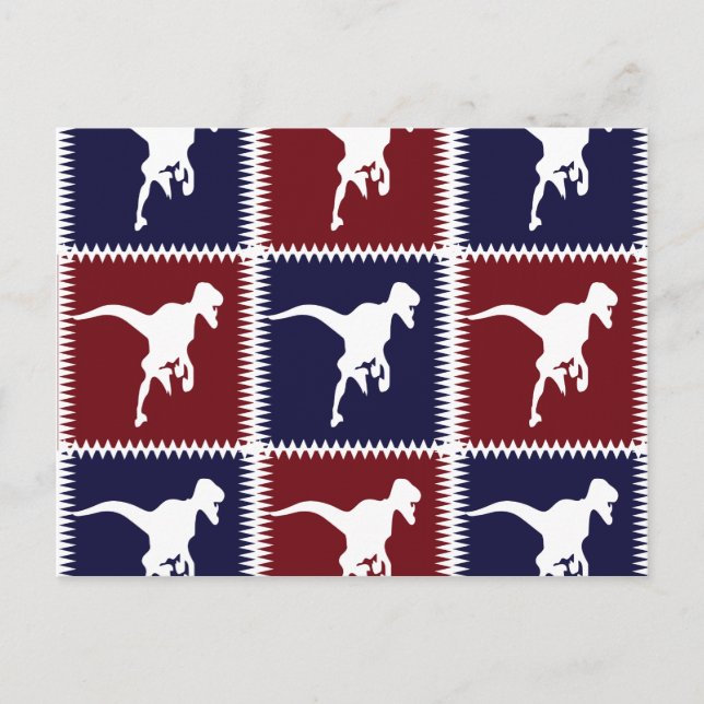 Cartão Postal Padrão de Quadrado do Dinossauro Vermelho Vermelho (Frente)