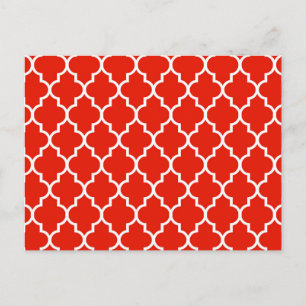 Cartão Postal Padrão de Quatrefoil Vermelho marroquino