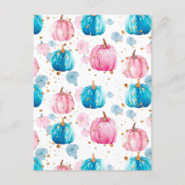 Cartão Postal padrão de queda de abóbora de aquarela