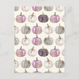 Cartão Postal padrão de queda de abóbora de aquarela