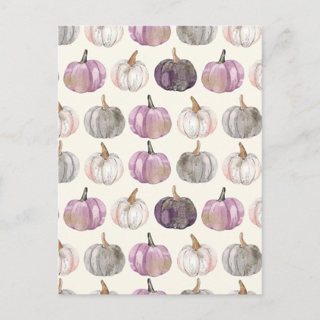 Cartão Postal padrão de queda de abóbora de aquarela (Frente)