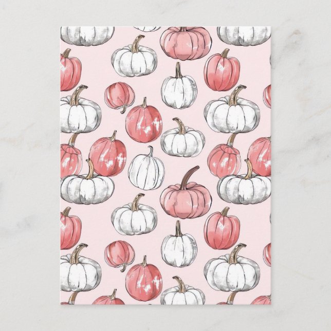 Cartão Postal padrão de queda de abóbora de aquarela (Frente)
