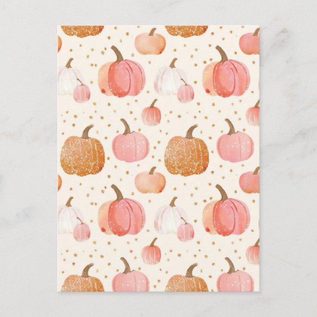 Cartão Postal padrão de queda de abóbora de aquarela (Frente)
