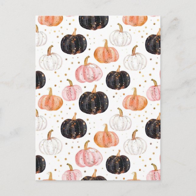 Cartão Postal padrão de queda de abóbora de aquarela (Frente)