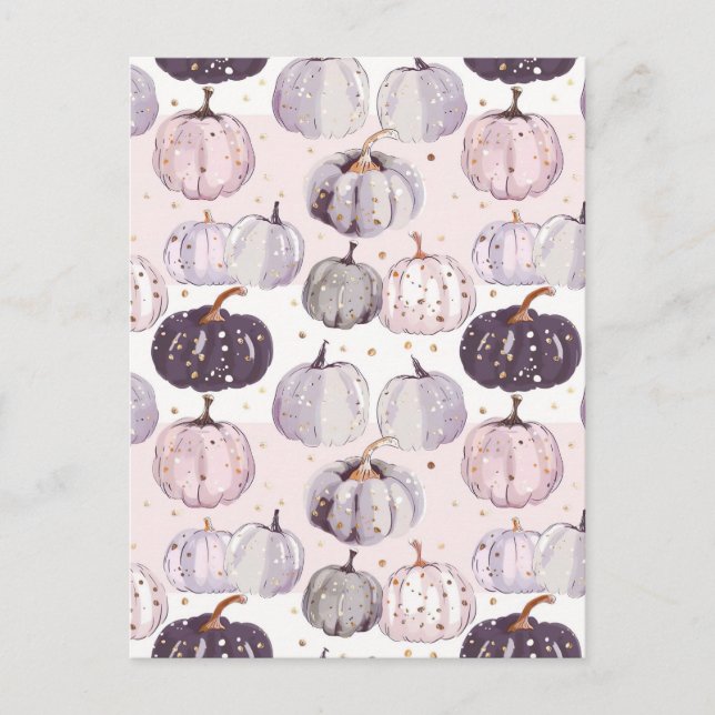 Cartão Postal padrão de queda de abóbora de aquarela (Frente)