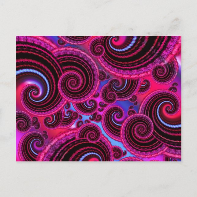 Cartão Postal Padrão de redemoinho rosa funky e turquesa (Frente)