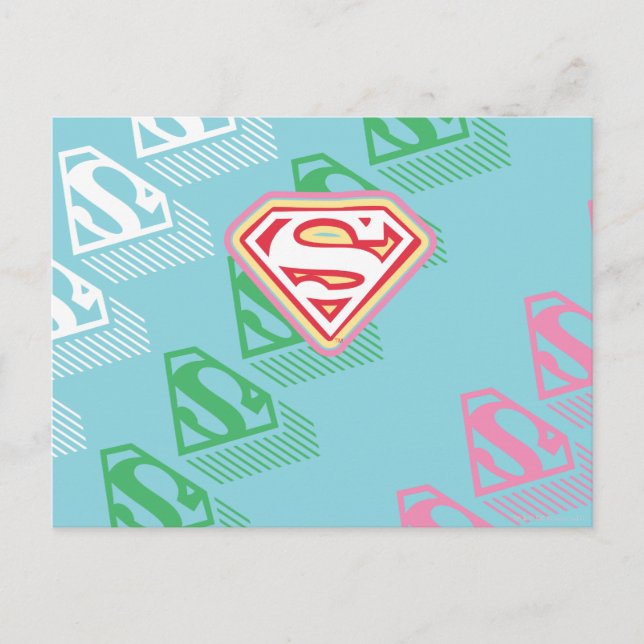 Cartão Postal Padrão de repetição do Supergirl Pastel (Frente)