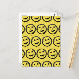 Cartão Postal Padrão de rosto amarelo manchado feliz sorridente 