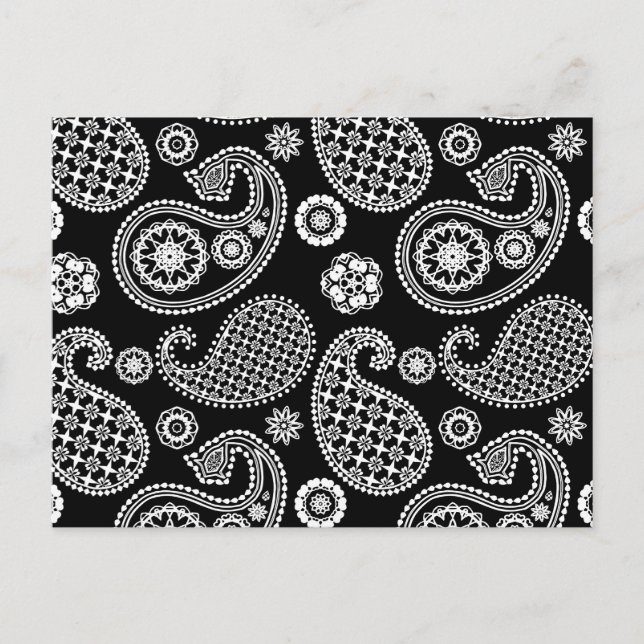 Cartão Postal Padrão de salsa, preto e branco (Frente)