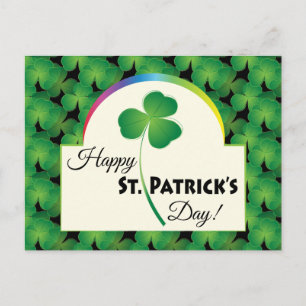 Cartão Postal Padrão de Shamrock Verde, Ruas Felizes. Dia de Pat