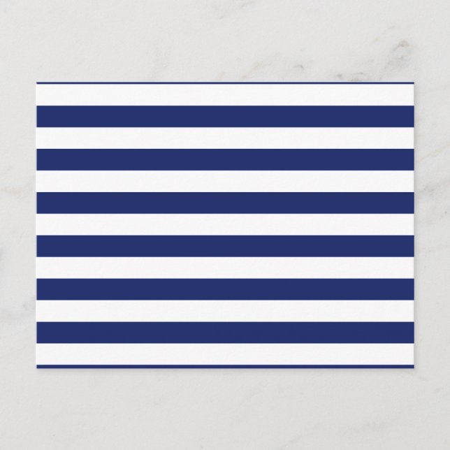 Cartão Postal Padrão de Stripe marinho Azul e Branco (Frente)