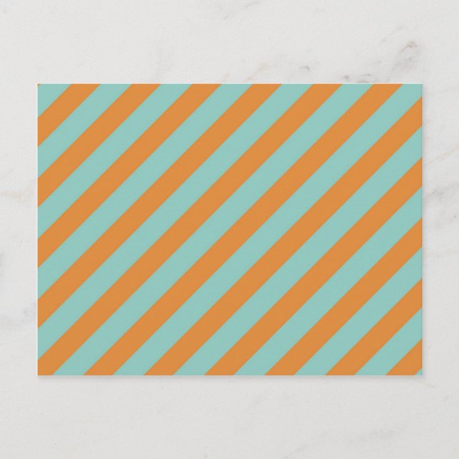Cartão Postal Padrão de Stripes Diagonais Azul e Laranja Diverso (Frente)