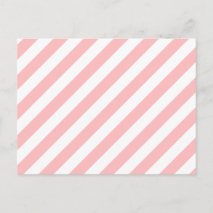 Cartão Postal Padrão de Stripes Diagonais Cor-de-Rosa e Branco