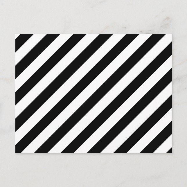 Cartão Postal Padrão de Stripes Diagonais Pretas e Brancas (Frente)