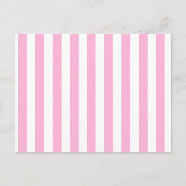 Cartão Postal Padrão de Stripes Sólidas Rosa Girly (Frente)